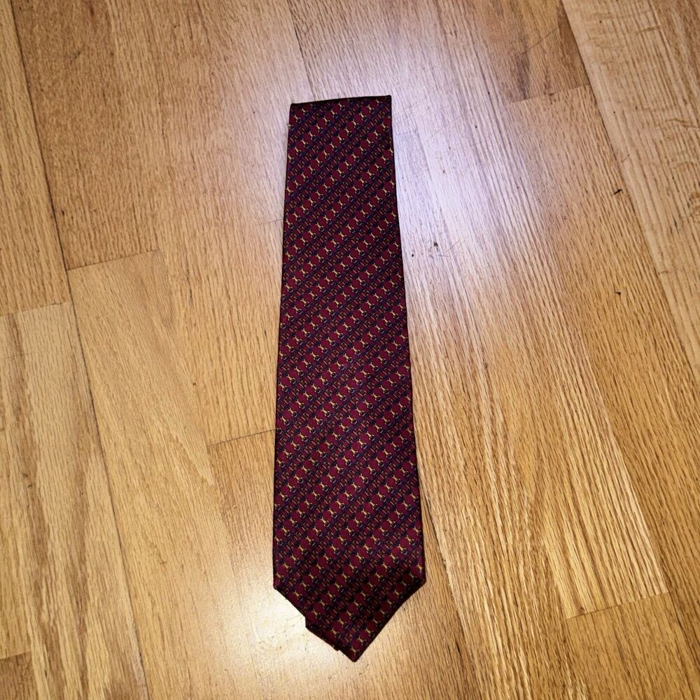 Karl Lagerfeld Men's Silk Chain Links Neck Tie Classic Elegant Formal Red OS